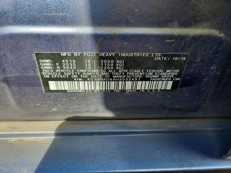 2017 SUBARU LEGACY 2.5I PREMIUM  