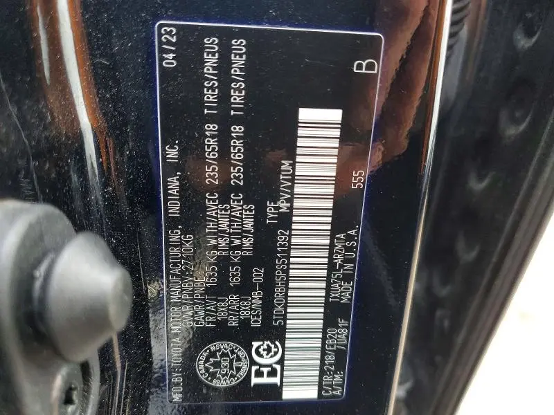 2023 TOYOTA HIGHLANDER L  