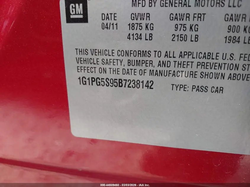 2011 CHEVROLET CRUZE 2LT