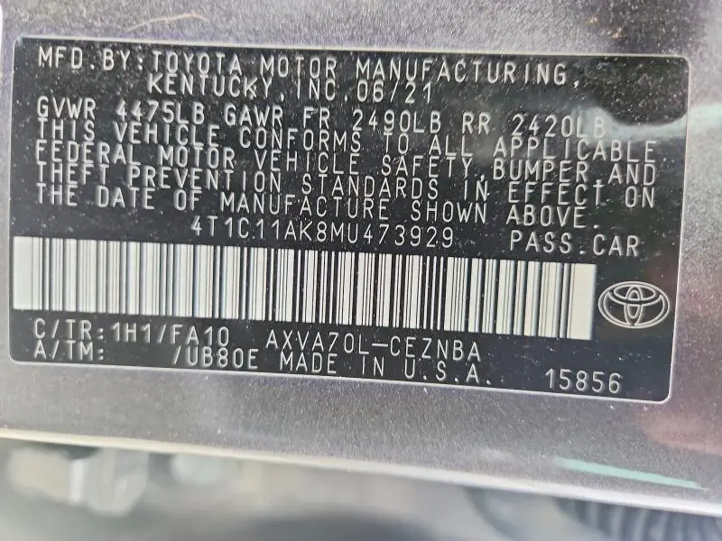 2021 TOYOTA CAMRY LE  