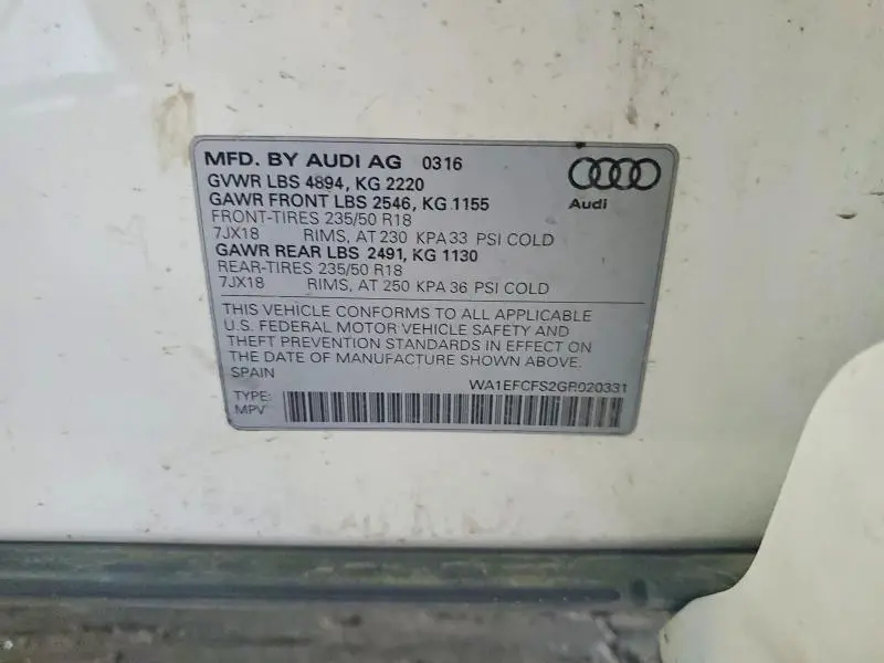2016 AUDI Q3 PREMIUM PLUS  