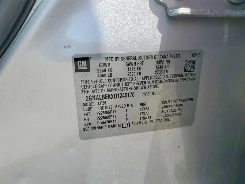 2013 CHEVROLET EQUINOX LS  