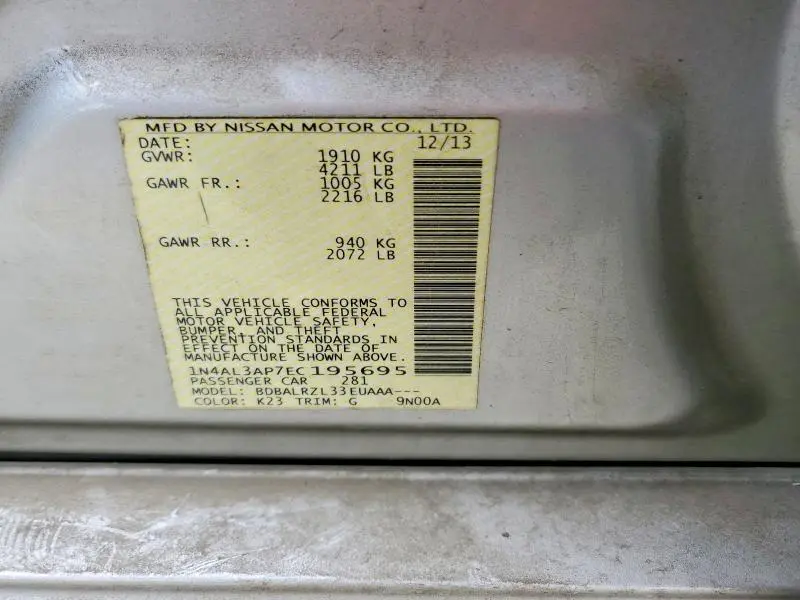 2014 NISSAN ALTIMA 2.5 S  