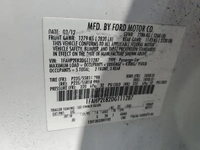 2013 FORD TAURUS SEL  