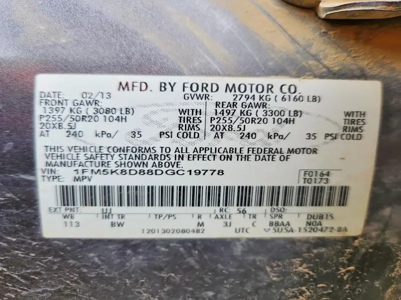 2013 FORD EXPLORER XLT  