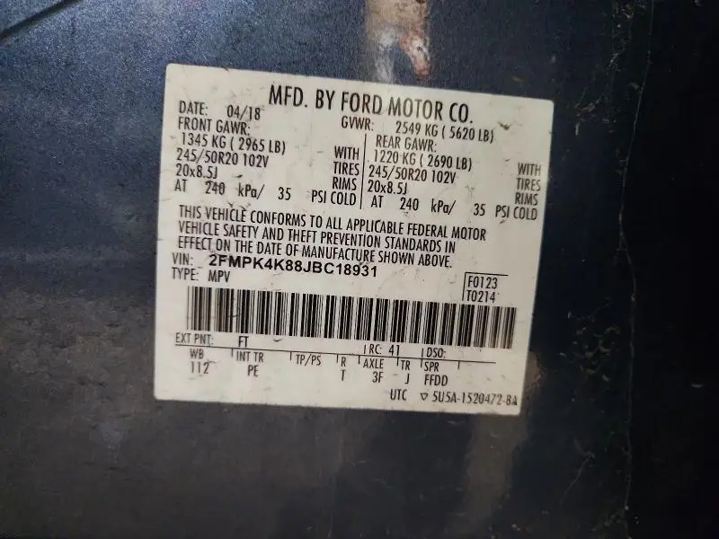 2018 FORD EDGE TITANIUM  