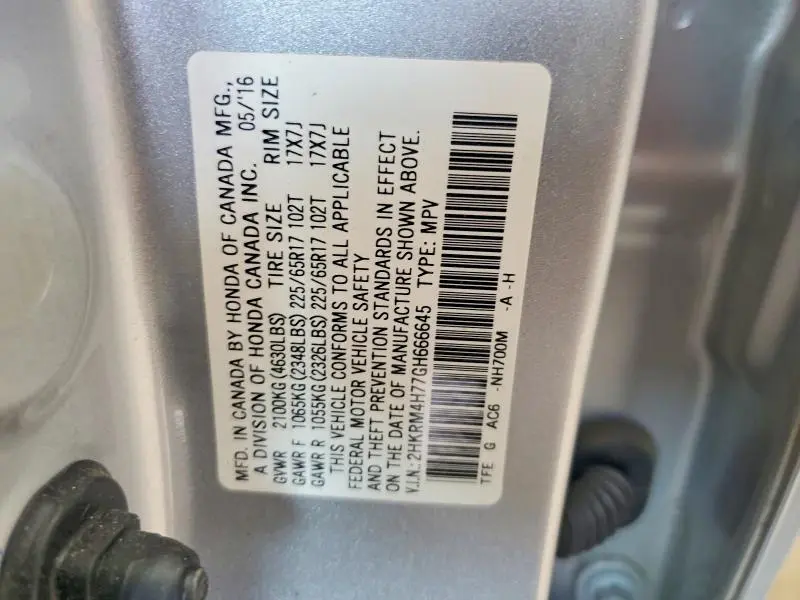 2016 HONDA CR-V EXL  