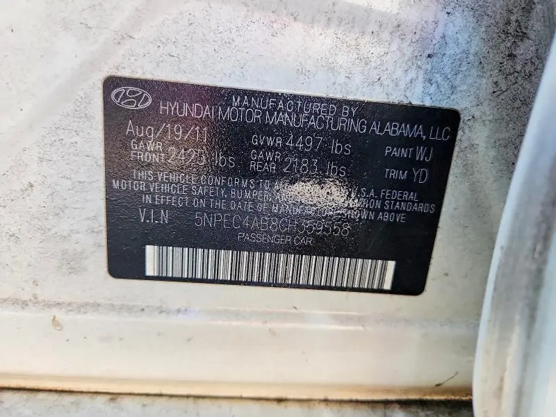 2012 HYUNDAI SONATA LIMITED 2.0T  