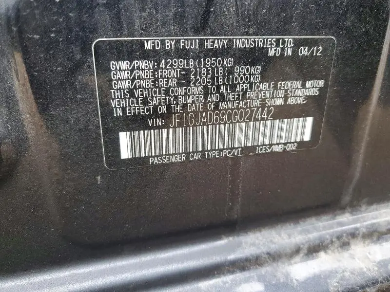 2012 SUBARU IMPREZA PREMIUM  