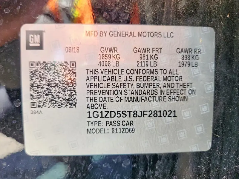 2018 CHEVROLET MALIBU LT  