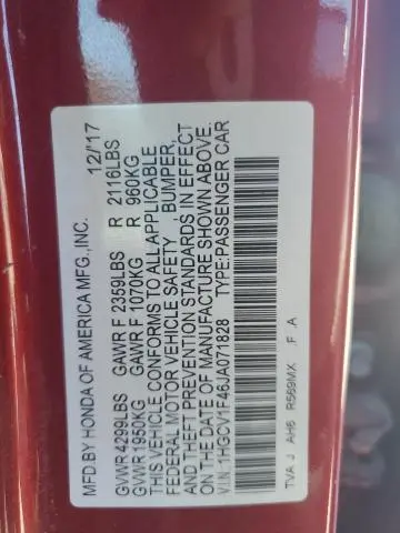 2018 HONDA ACCORD EX  