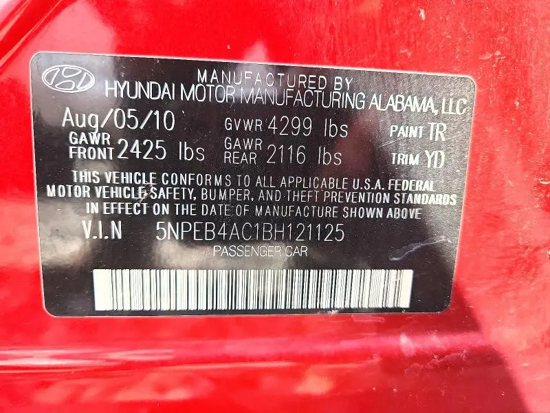 2011 HYUNDAI SONATA GLS  