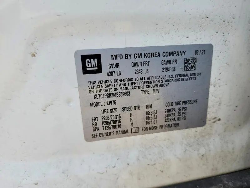 2021 CHEVROLET TRAX 1LT  