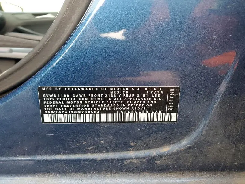 2016 VOLKSWAGEN JETTA S  