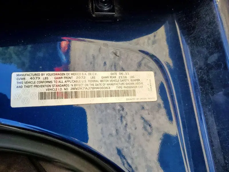 2011 VOLKSWAGEN JETTA BASE  