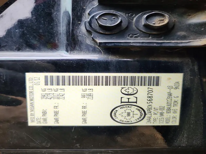 2012 NISSAN ALTIMA 2.5  