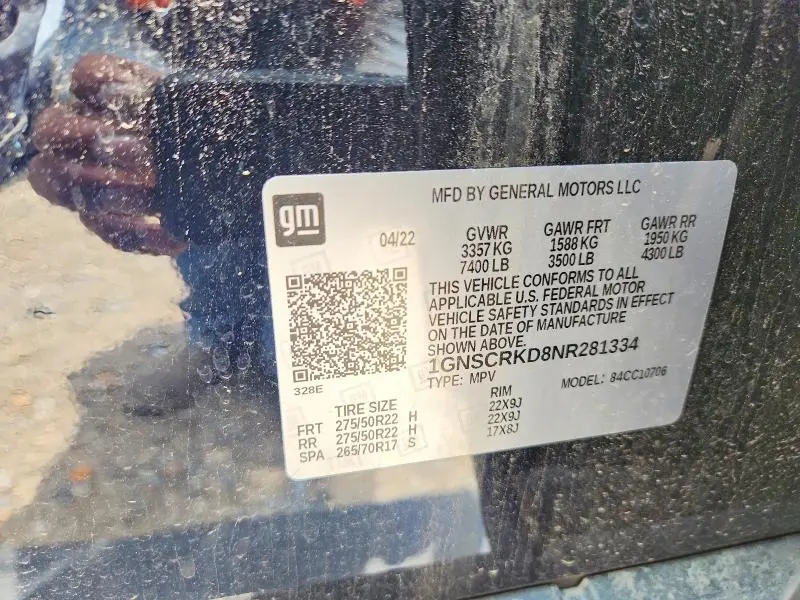 2022 CHEVROLET TAHOE C1500 RST  