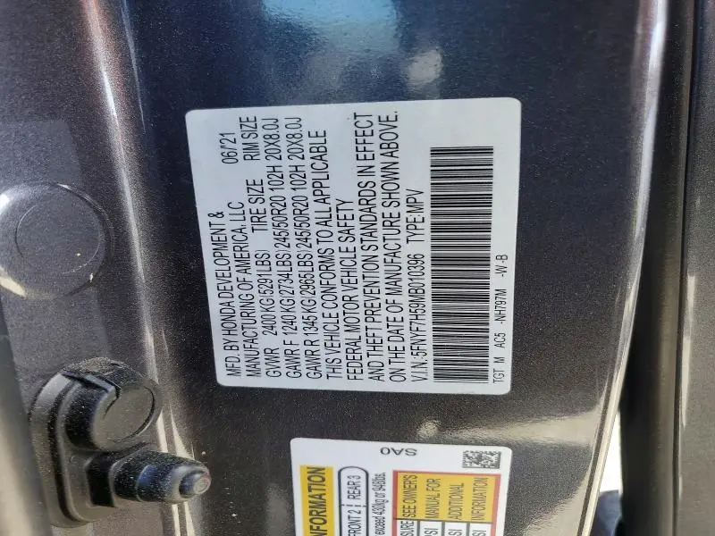 2021 HONDA PASSPORT EXL  