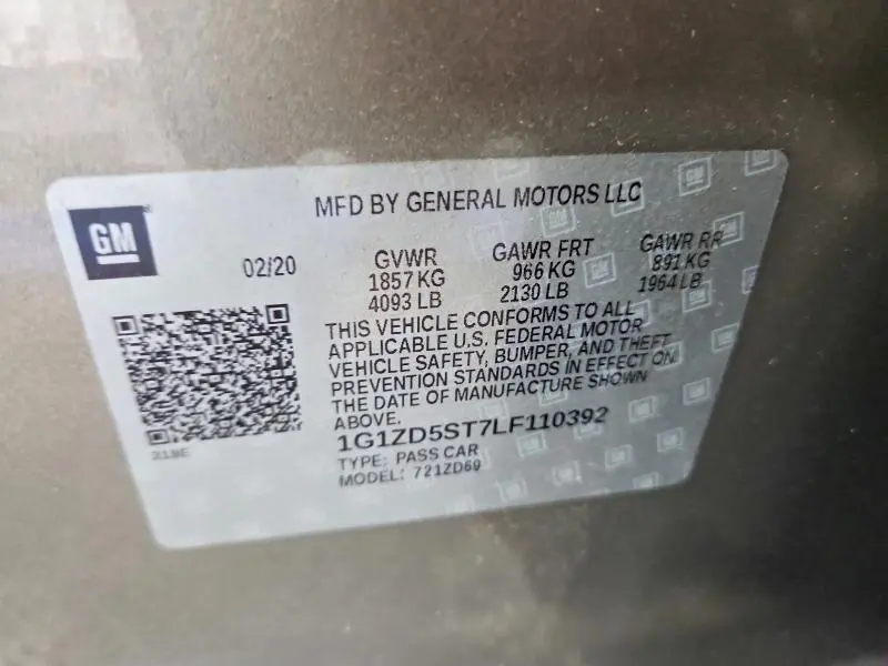 2020 CHEVROLET MALIBU LT  