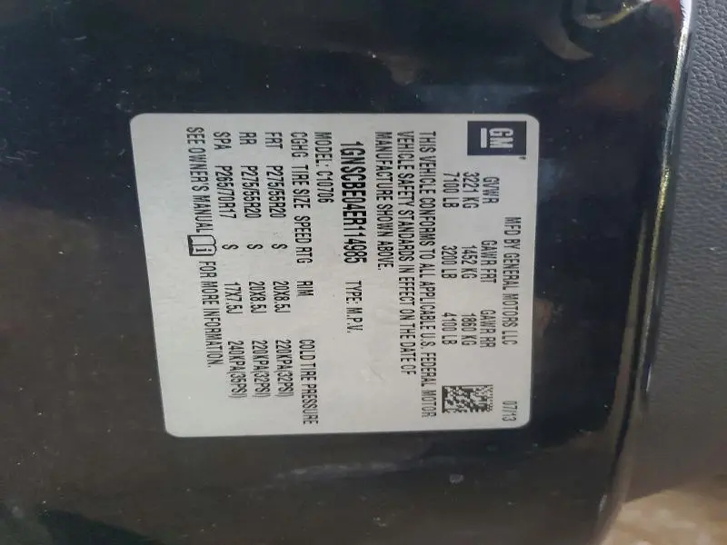 2014 CHEVROLET TAHOE C1500 LT  