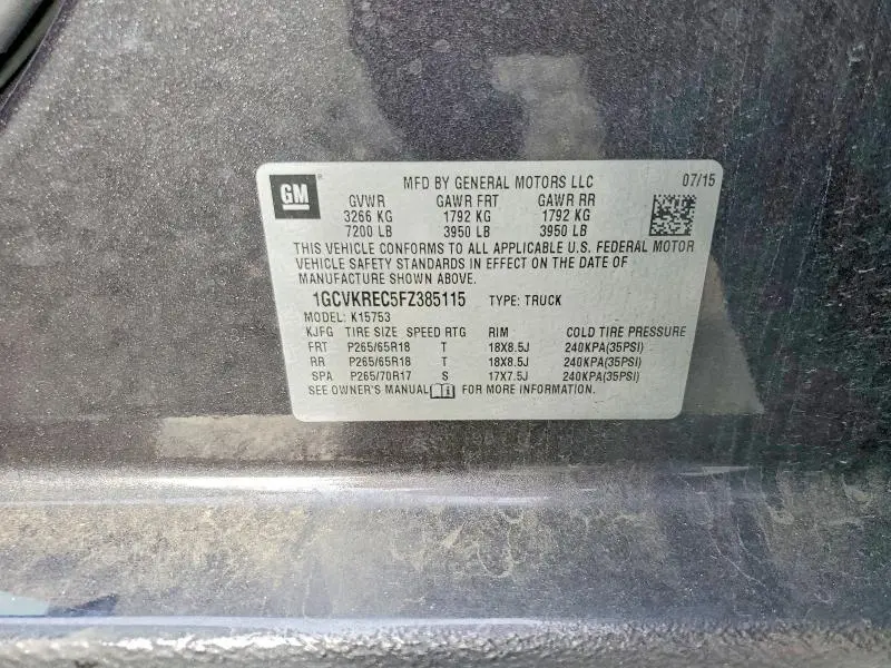 2015 CHEVROLET SILVERADO K1500 LT  