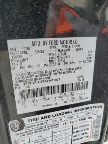 2010 FORD F150 SUPERCREW  