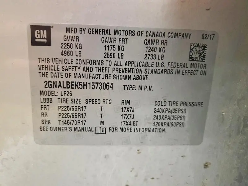 2017 CHEVROLET EQUINOX LS  
