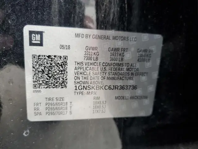 2018 CHEVROLET TAHOE K1500 LT  