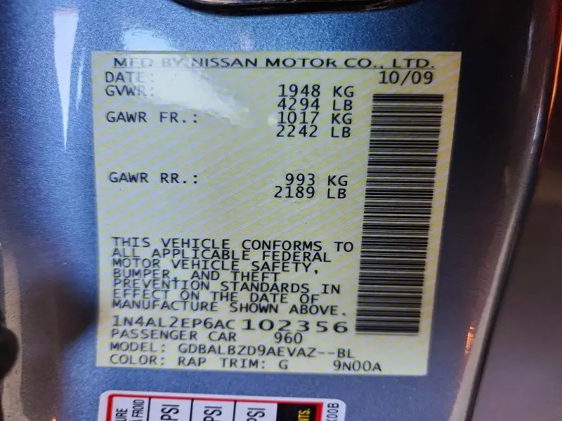 2010 NISSAN ALTIMA 2.5 S  