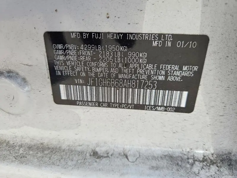 2010 SUBARU IMPREZA 2.5I PREMIUM  