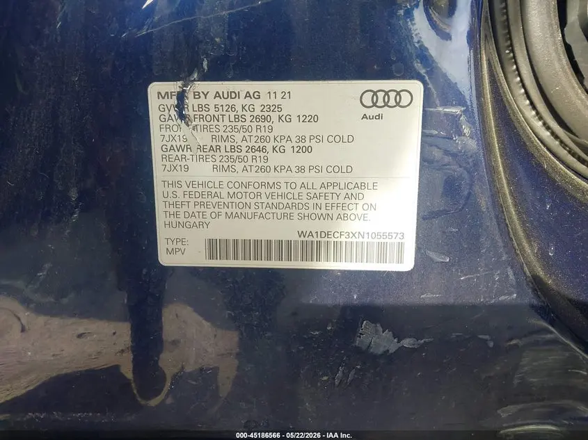 2022 AUDI Q3 PREMIUM 45 TFSI S LINE QUATTRO TIPTRONIC