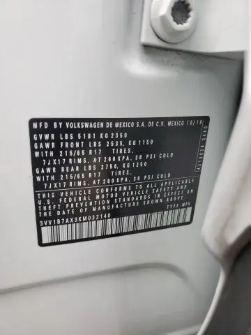 2019 VOLKSWAGEN TIGUAN S  