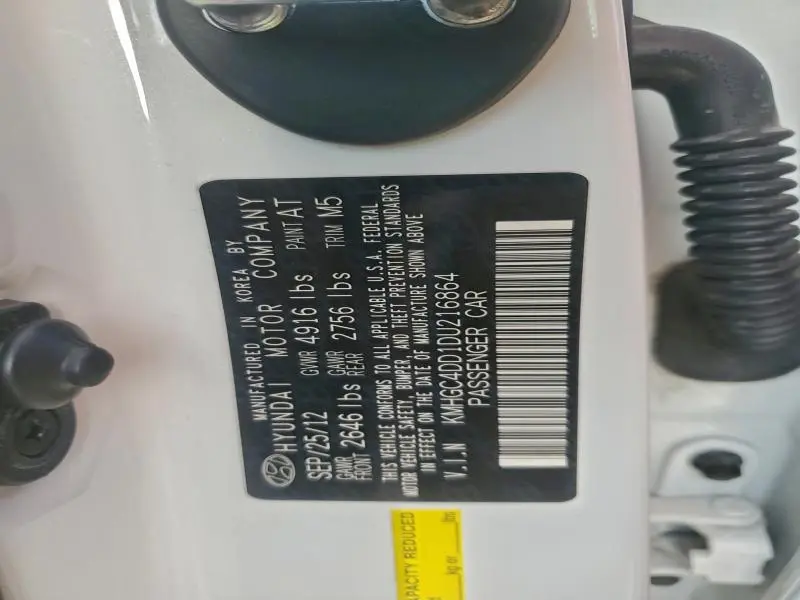 2013 HYUNDAI GENESIS 3.8L  