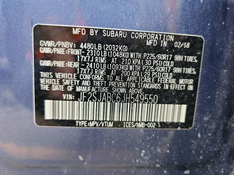 2018 SUBARU FORESTER 2.5I  