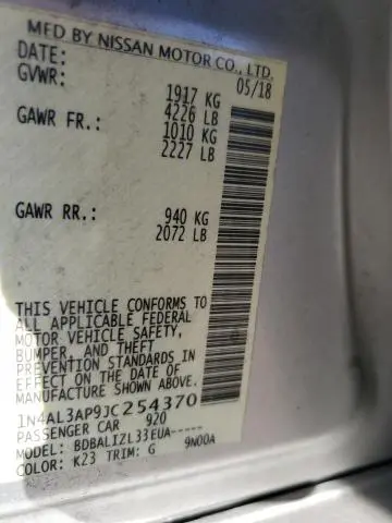 2018 NISSAN ALTIMA 2.5  