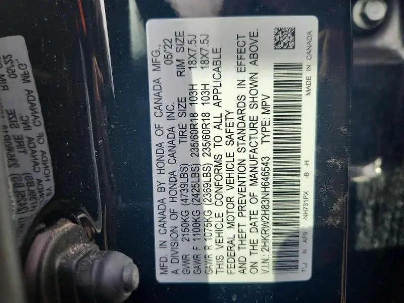 2022 HONDA CR-V EXL  