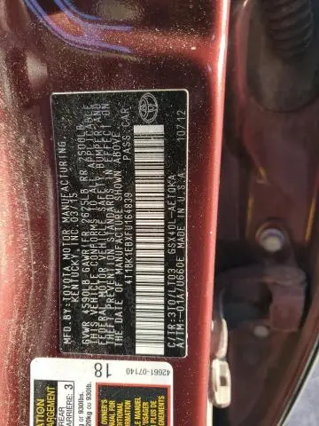 2015 TOYOTA AVALON XLE  