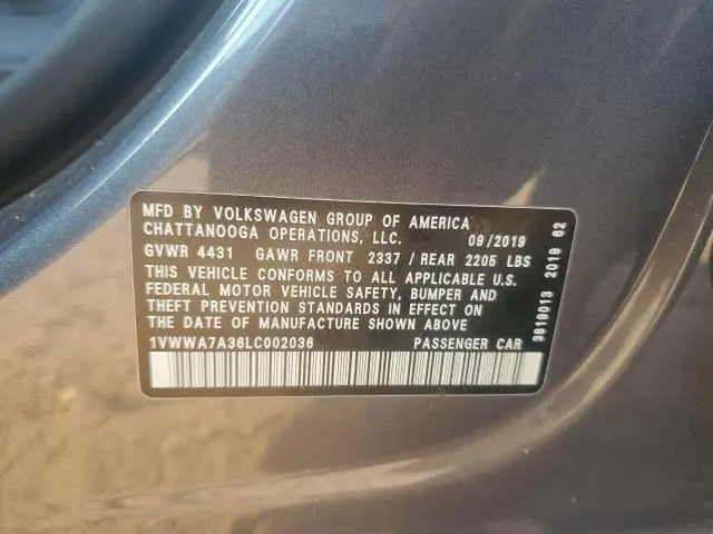 2020 VOLKSWAGEN PASSAT SE  