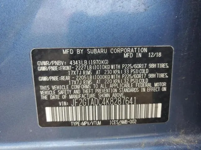 2019 SUBARU CROSSTREK PREMIUM  