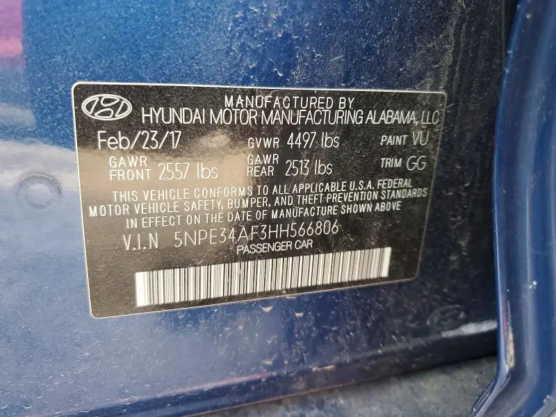 2017 HYUNDAI SONATA SPORT  