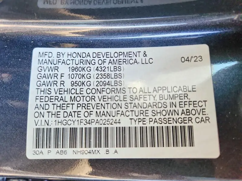 2023 HONDA ACCORD EX  