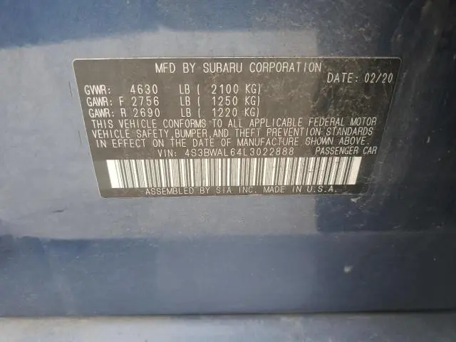 2020 SUBARU LEGACY LIMITED  