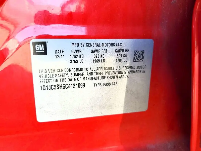 2012 CHEVROLET SONIC LT  