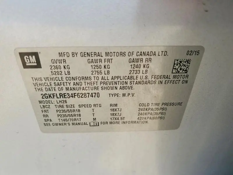 2015 GMC TERRAIN SLE  