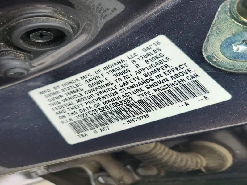 2016 HONDA CIVIC LX  