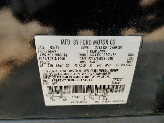 2018 FORD EXPLORER XLT  