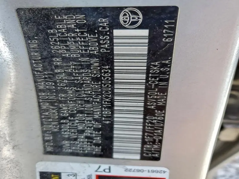 2012 TOYOTA CAMRY BASE  