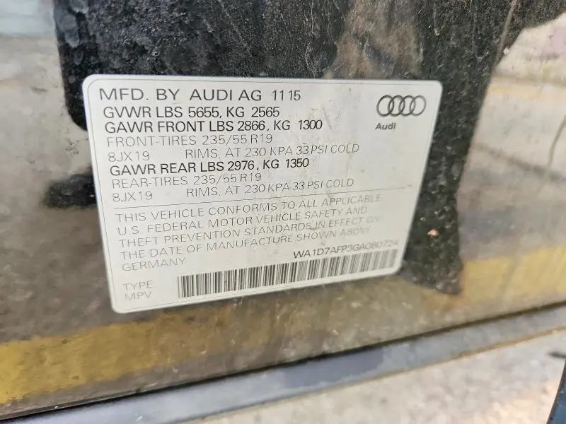 2016 AUDI Q5 PREMIUM PLUS S-LINE  