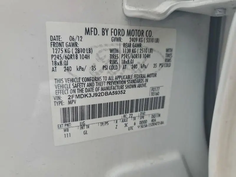 2013 FORD EDGE SEL  