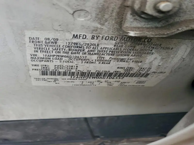 2010 FORD TAURUS SEL  